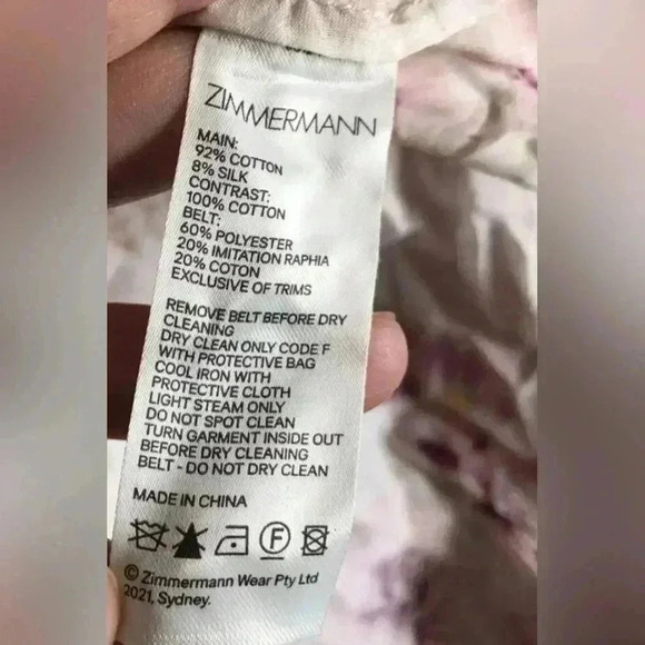 Zimmermann Rosa Midi Dress 2 US 8 M Silk Cotton Floral Stripe Tiered Belted Maxi - Picture 10 of 16